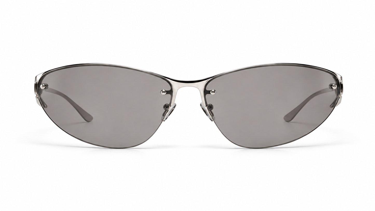 Lunettes de soleil argentées Y2K