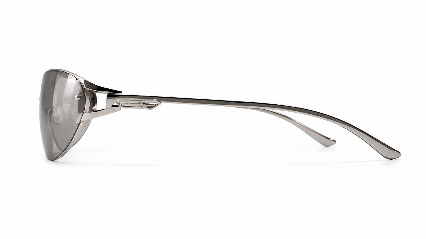 Lunettes de soleil argentées Y2K
