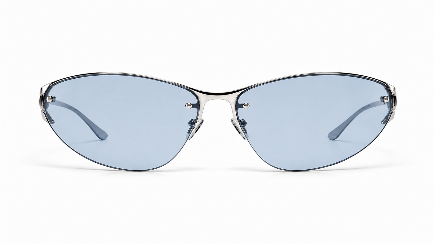Lunettes de soleil argentées Y2K