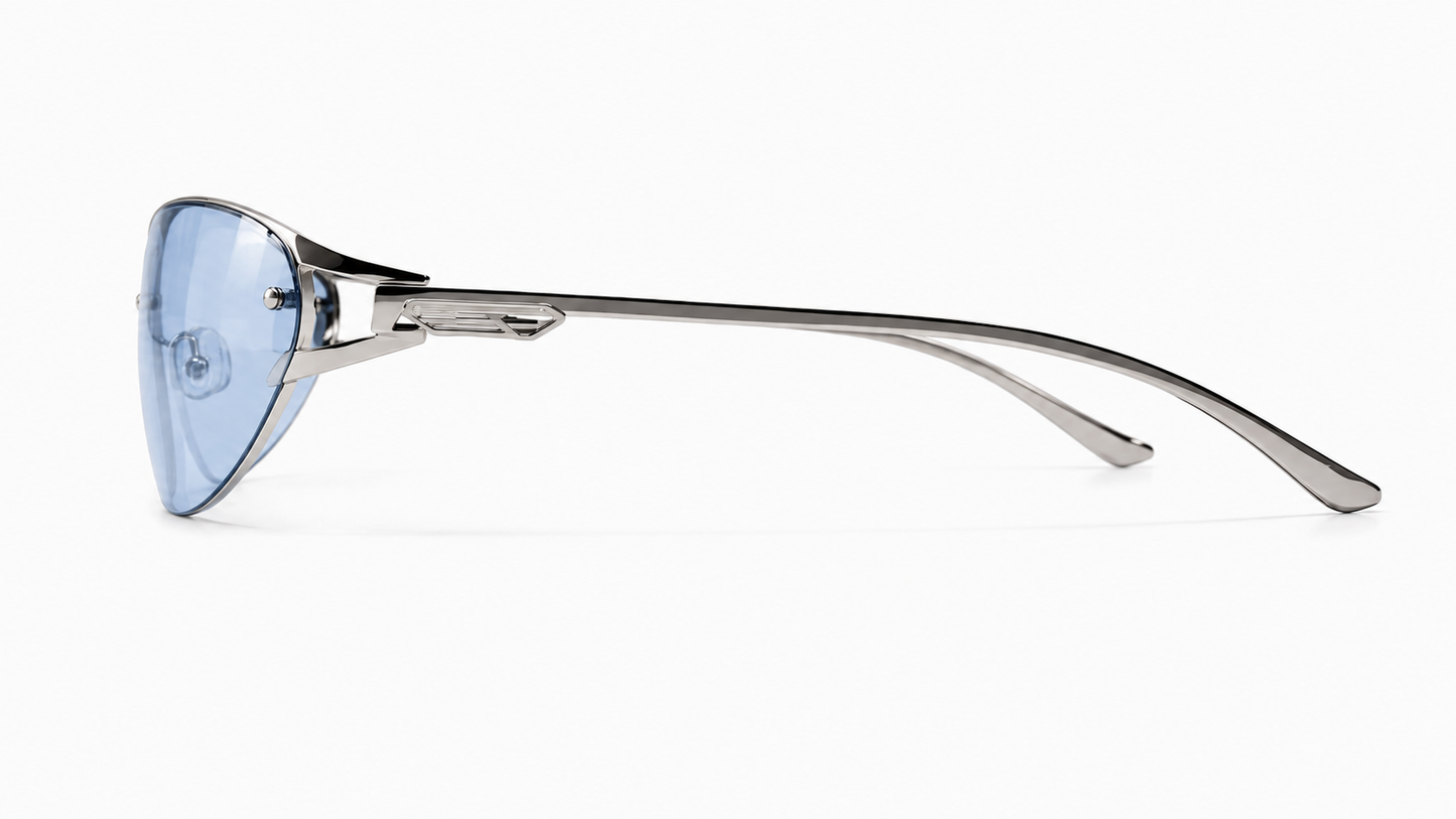 Lunettes de soleil argentées Y2K